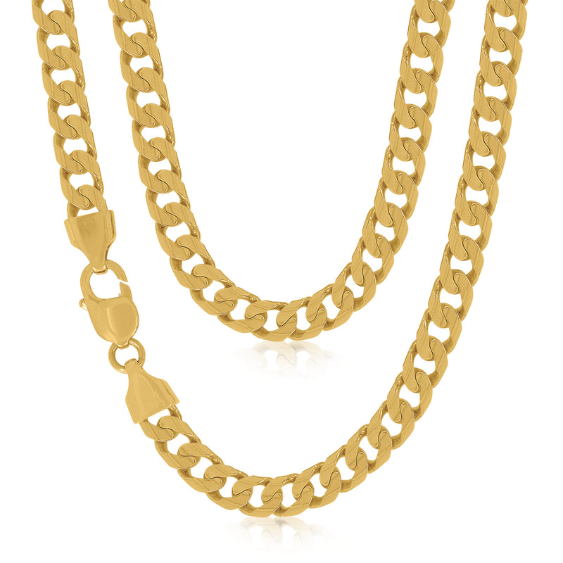 9ct Yellow Gold 55cm 8mm Bevelled Diamond Cut Curb Chain