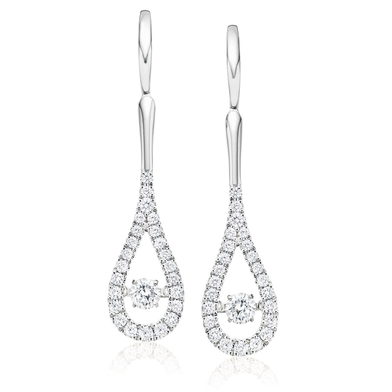 18ct White Gold Round Brilliant Cut with 0.90 CARAT tw of Diamonds Earrings