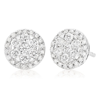 9ct White Gold Round Brilliant Cut with 1/2 CARAT tw of Diamonds Earrings