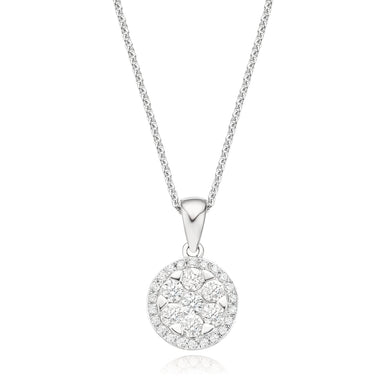 9ct White Gold Round Brilliant Cut with 1/2 CARAT tw of Diamond Pendant