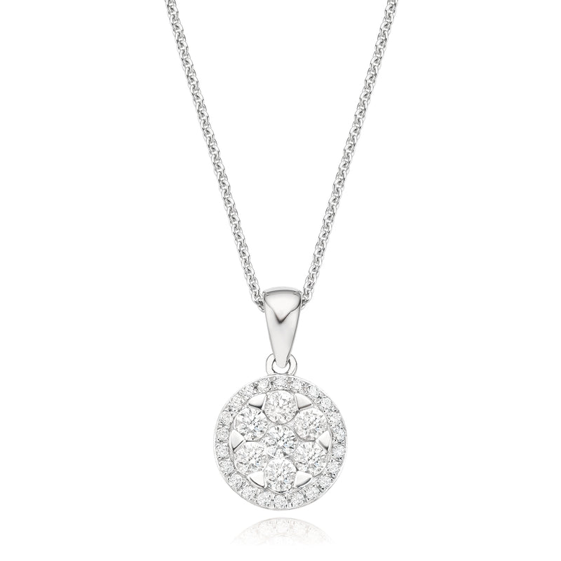 9ct White Gold Round Brilliant Cut with 1/2 CARAT tw of Diamond Pendant