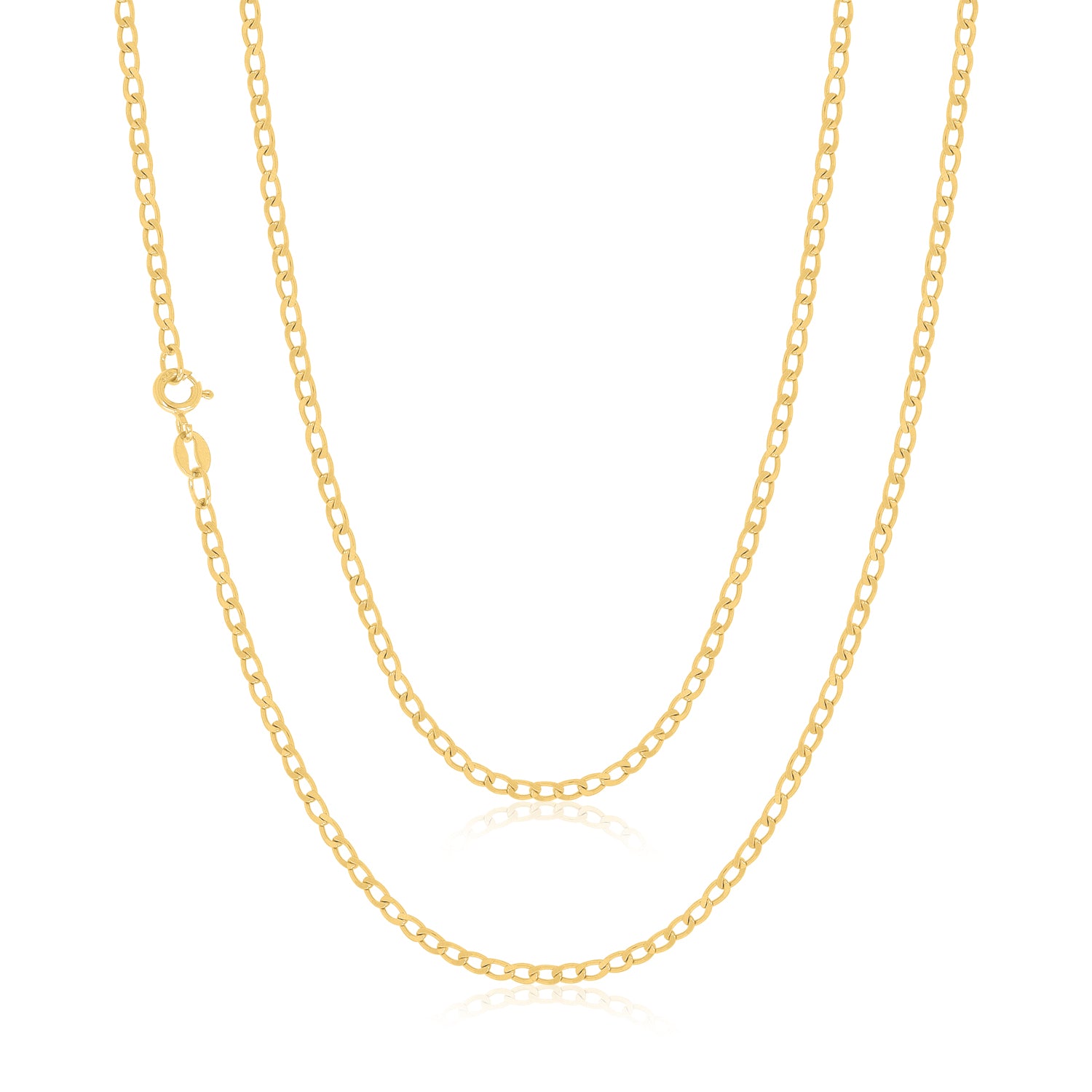 9ct Yellow Gold 55cm Diamond Cut Long Curb Chain