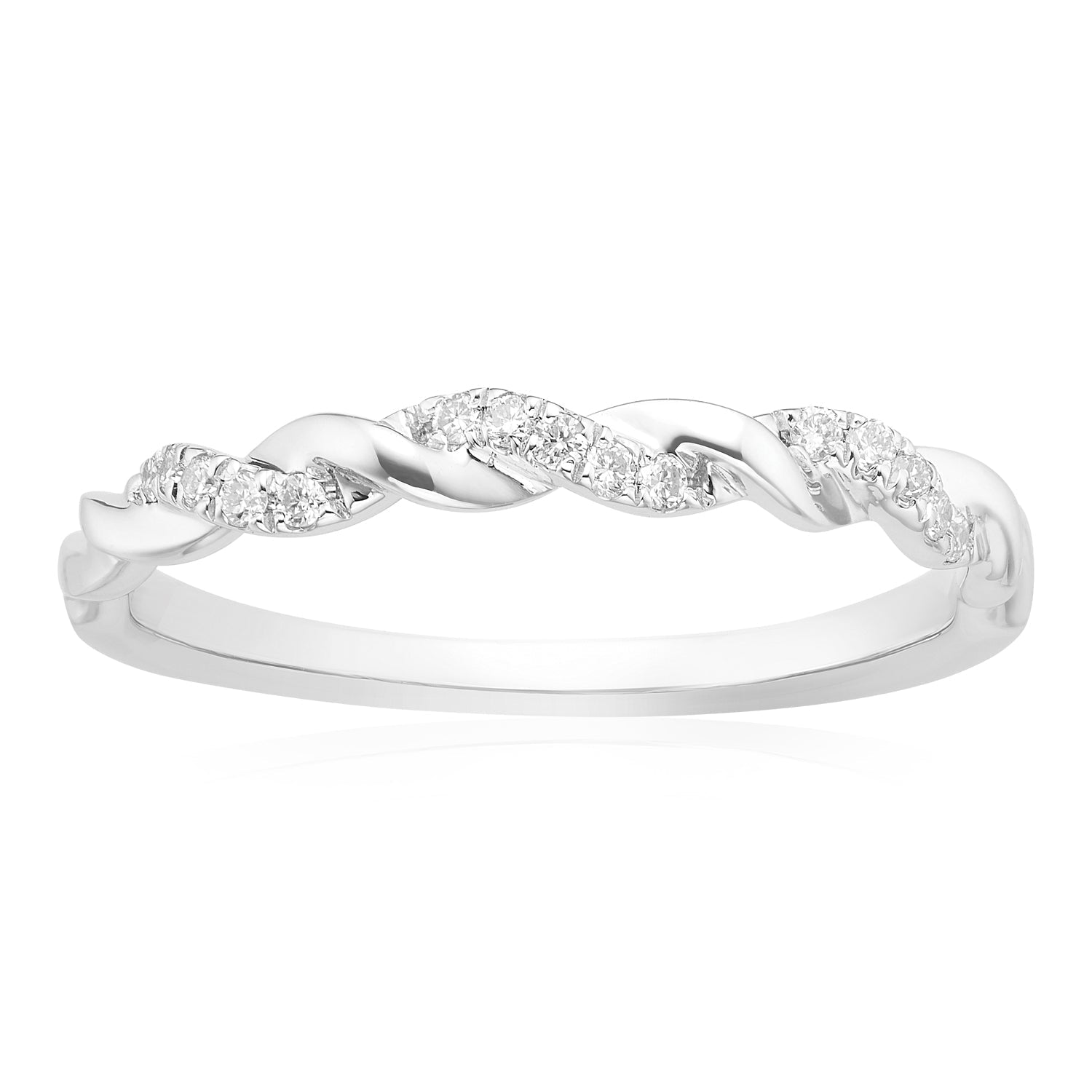 9ct White Gold Round Brilliant Cut with 0.09 CARAT tw of Diamonds Ring