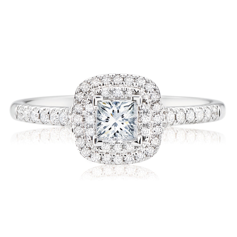 Forevermark 18ct White Gold Princess & Round Cut with 1/2 CARAT tw of Diamonds Ring