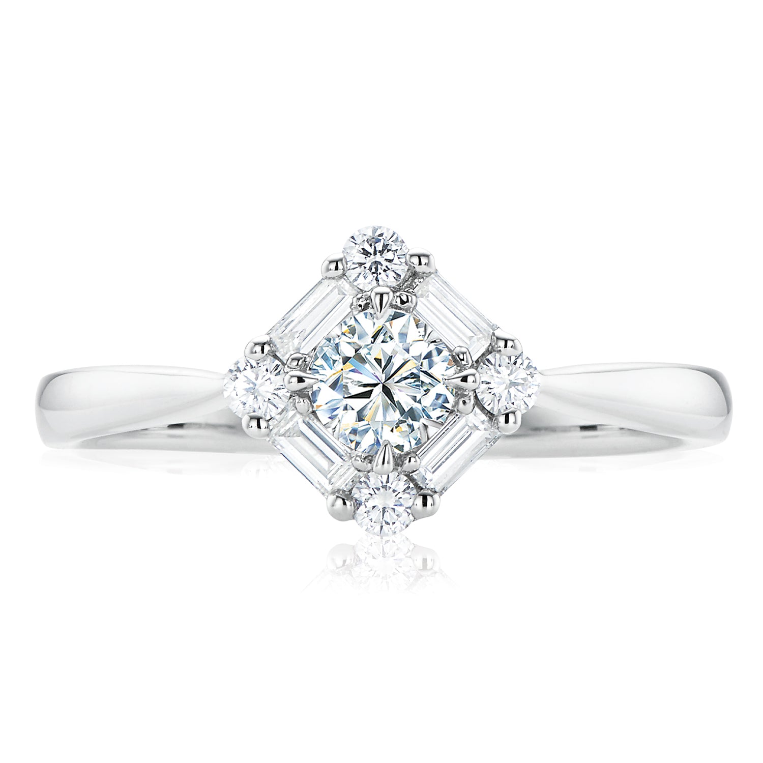 Forevermark 18ct White Gold Round & Baguette Cut with 1/2 CARAT tw of Diamonds Ring