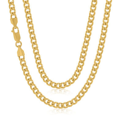 9ct Yellow Gold 55cm Diamond Cut Curb Chain