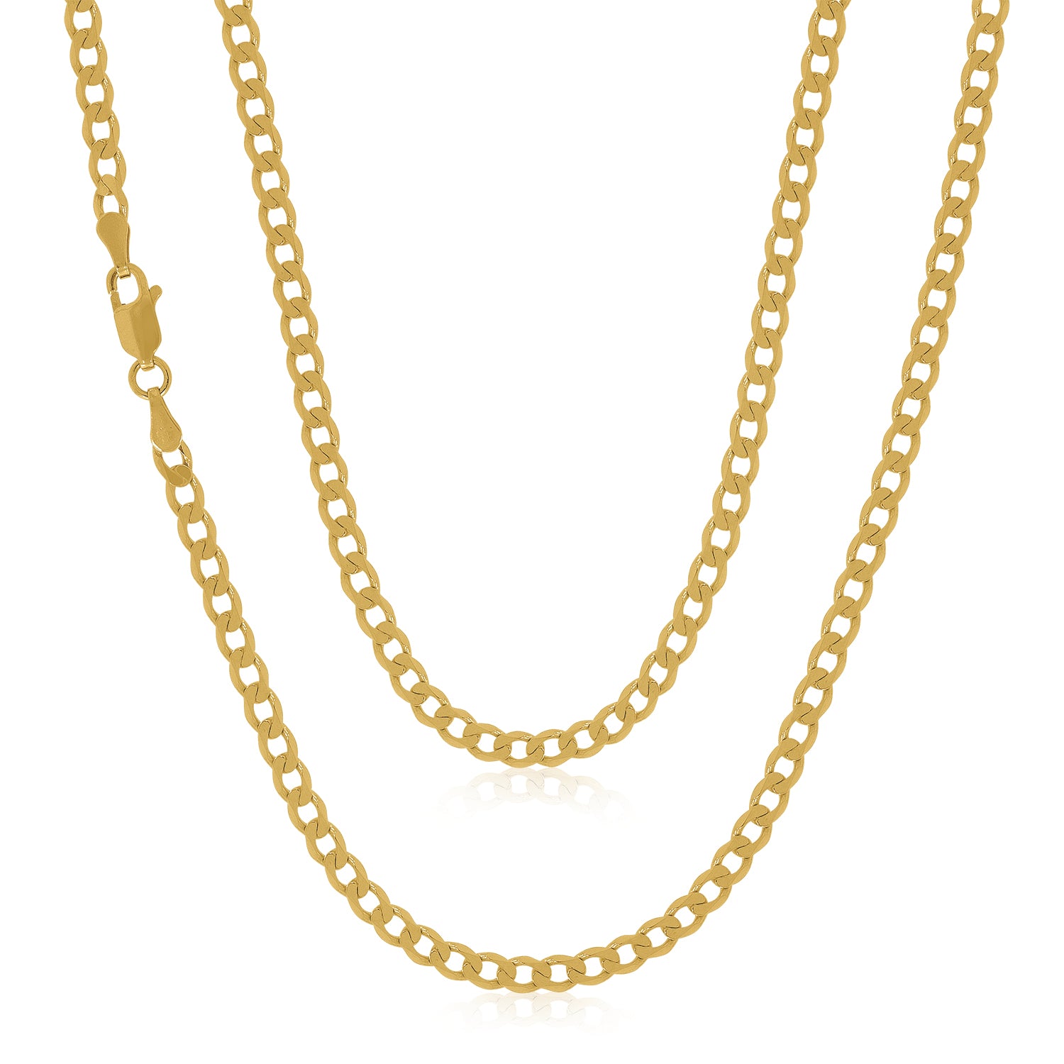 9ct Yellow Gold Diamond Cut Curb Chain