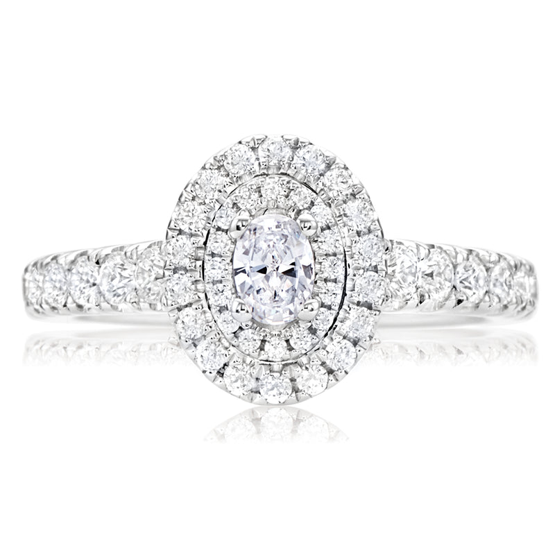 Vera Wang Love 18ct White Gold Oval & Round Cut with 1 Carat tw of Diamonds Ring