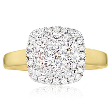 9ct Two Tone Gold Round Brilliant Cut 1 Carat tw of Diamonds Ring