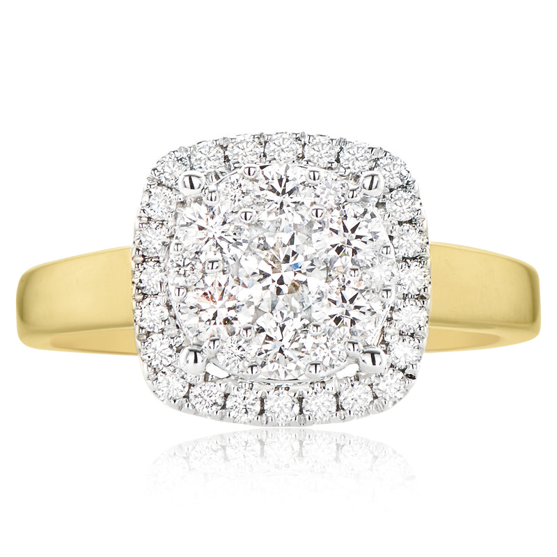 9ct Two Tone Gold Round Brilliant Cut 1 Carat tw of Diamonds Ring