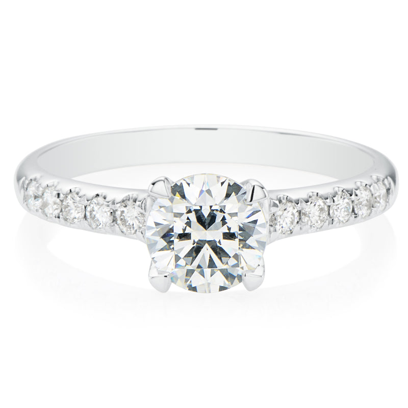 Promise 18ct White Gold Round Brilliant Cut with 1 CARAT tw Certified Diamond Ring