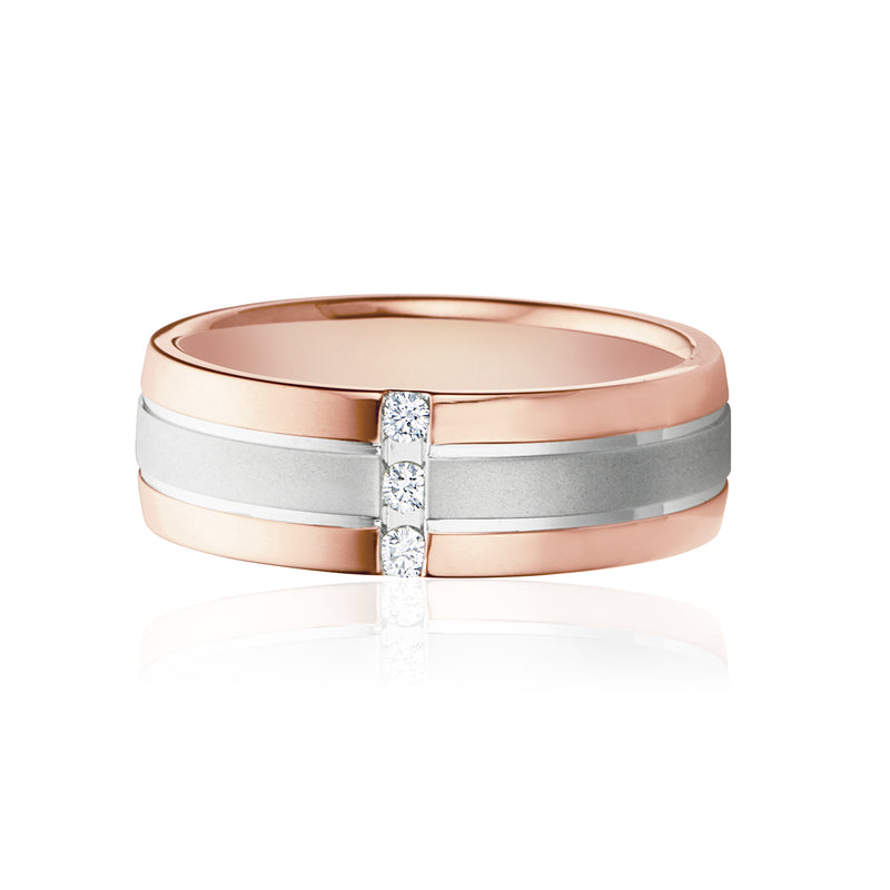 9ct Rose & White Gold Round Brilliant Cut with 0.10 CARAT tw of Diamonds Ring