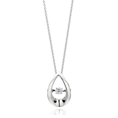 9ct White Gold Round Brilliant Cut Diamond Set Pendant