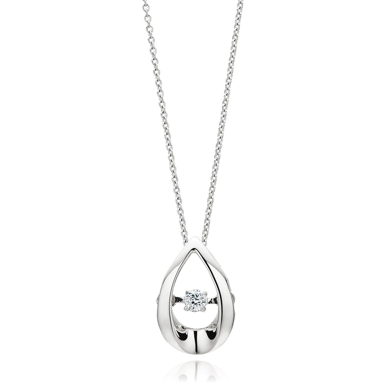 9ct White Gold Round Brilliant Cut Diamond Set Pendant