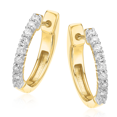 9ct Yellow Gold Round Brilliant Cut with 1/4 CARAT tw of Diamonds Earrings