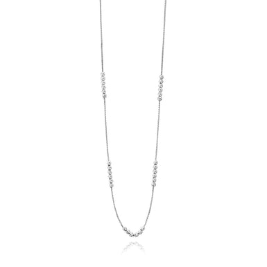 9ct White Gold 70cm Station with Polished Diamond Cut Balls Necklace