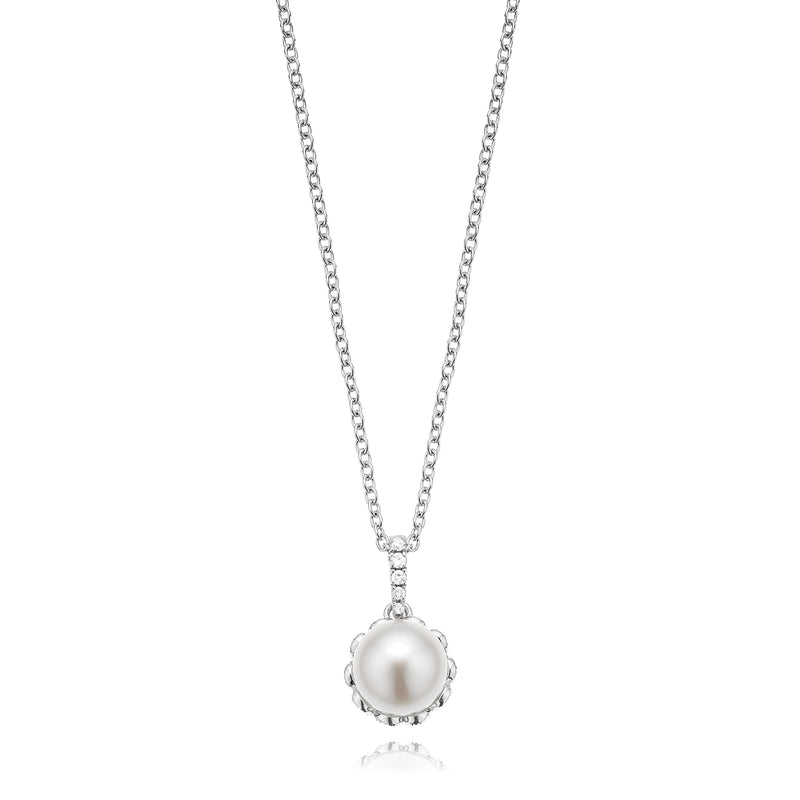 Vera Wang Love Sterling Silver Freshwater Pearl & Sapphire Necklace