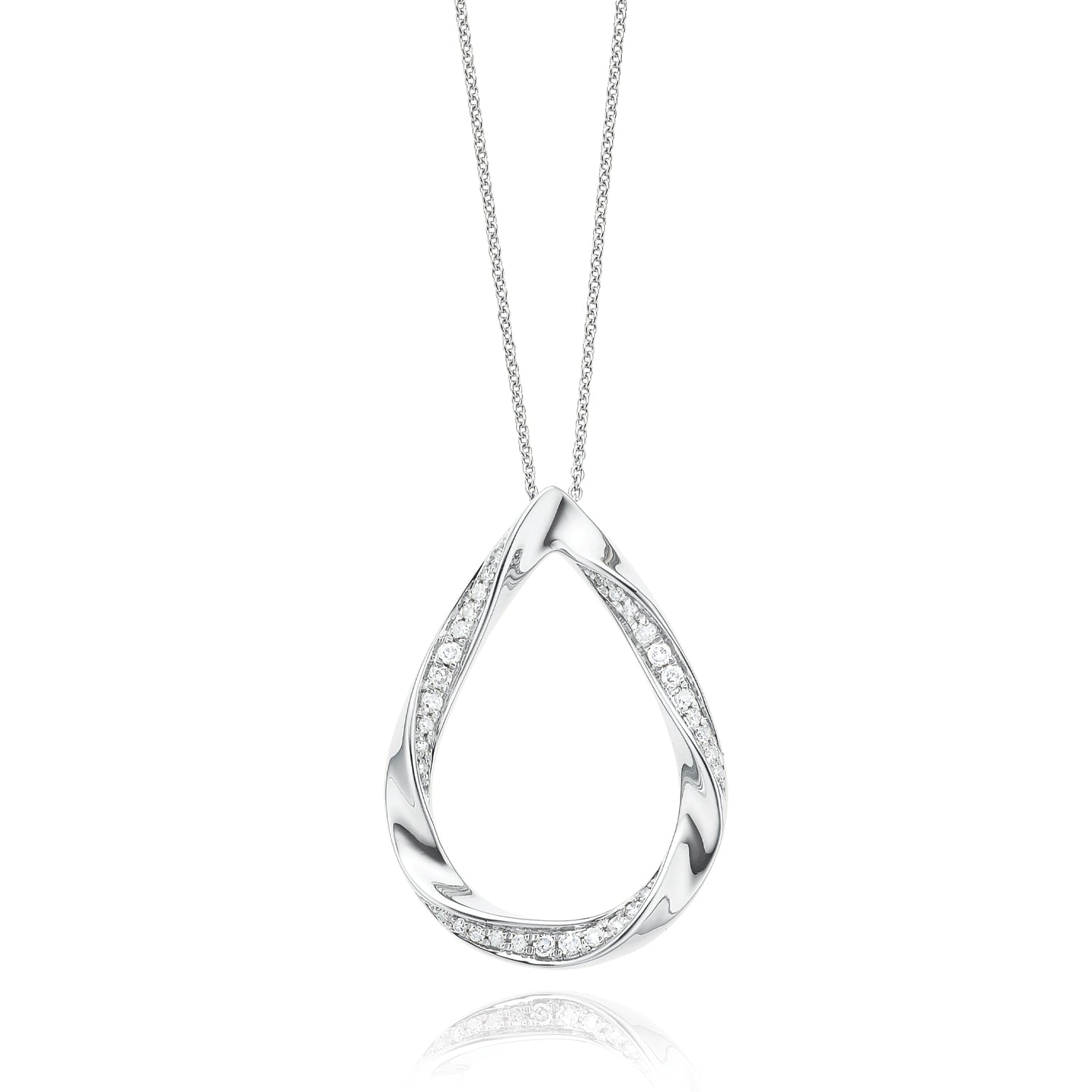 9ct White Gold Round Brilliant Cut with 0.15 CARAT tw of Diamonds Pendant