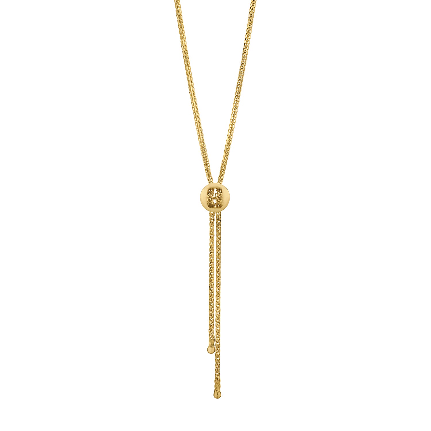 9ct Yellow Gold 45cm Buckle Tassle Necklace