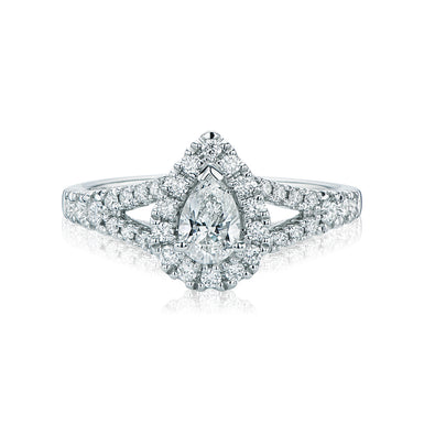 Halo 18ct White Gold Pear & Round Brilliant Cut with 1.65 CARAT tw of Diamonds Ring
