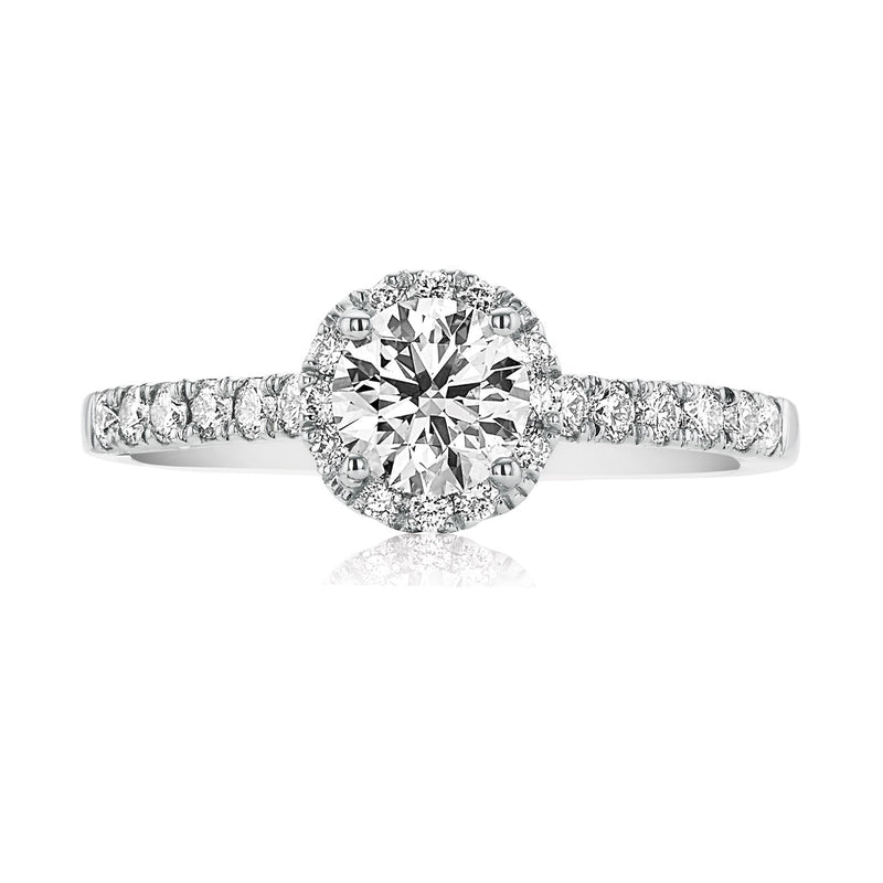 Halo 18ct White Gold Round Brilliant Cut with 1 CARAT tw of Diamonds Ring