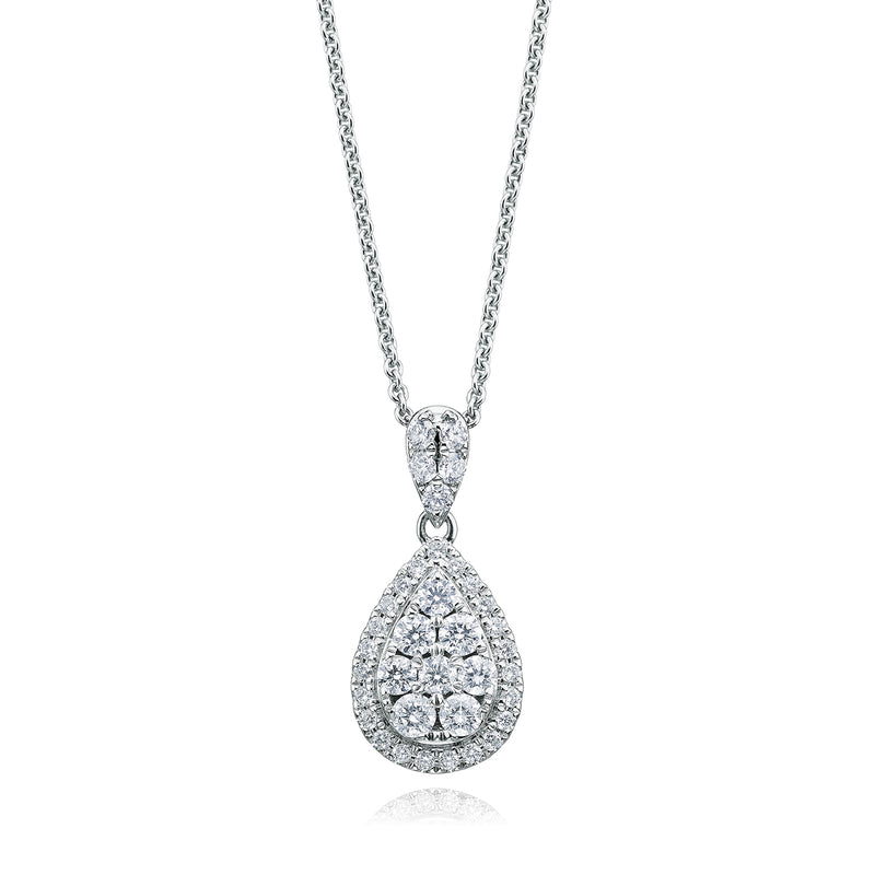 18ct White Gold Round Brilliant Cut with 1/2 CARAT tw of Diamond Pendant