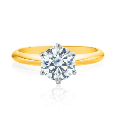 Promise 18ct Yellow Gold Round Brilliant Cut with 1 Carat of Certified Diamond Ring