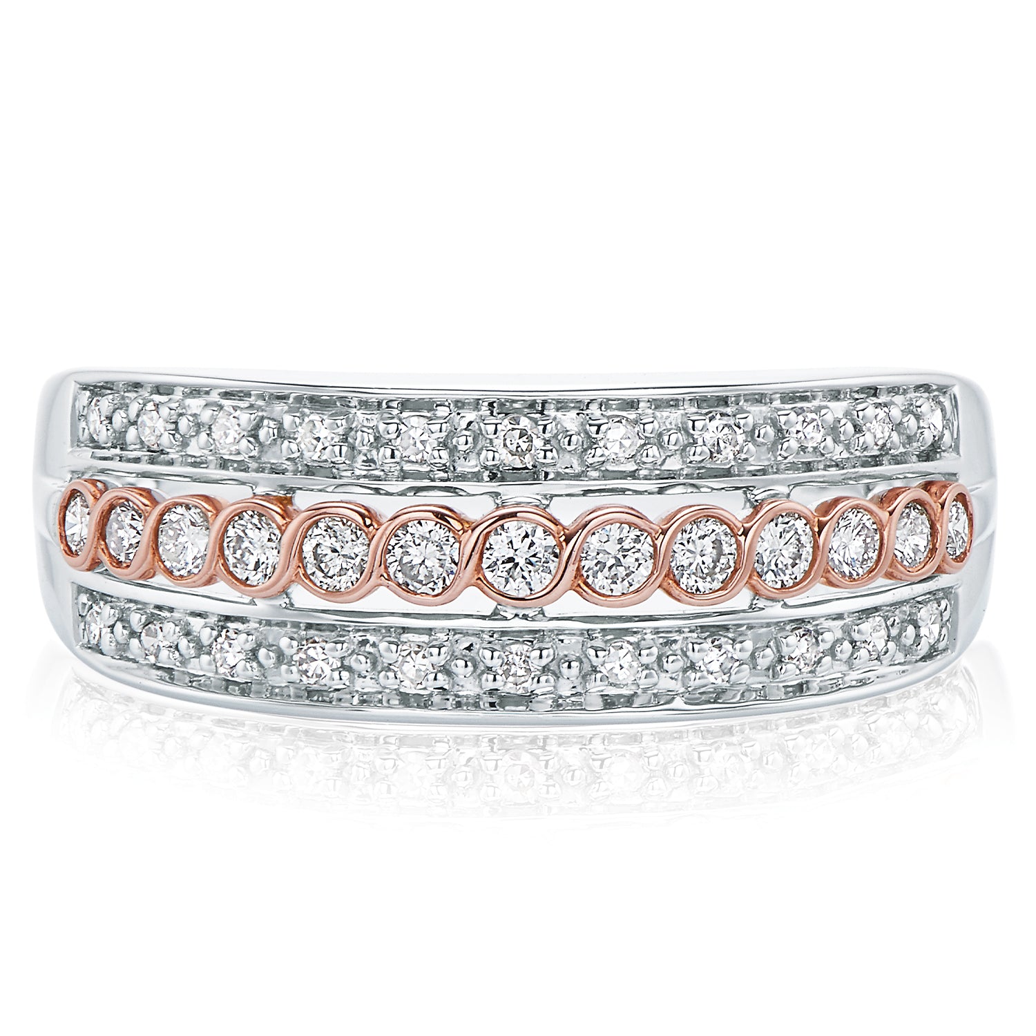 9ct Two Tone Gold Round Brilliant Cut with 1/3 CARAT tw of Diamonds Ring