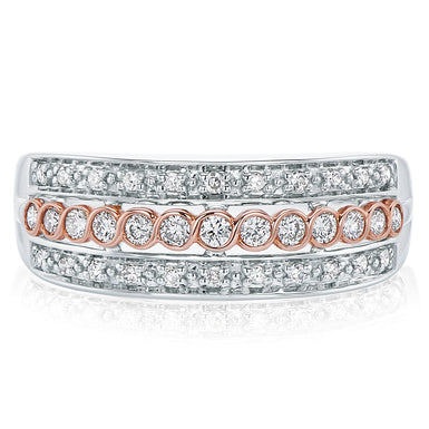 9ct Two Tone Gold Round Brilliant Cut with 1/3 CARAT tw of Diamonds Ring