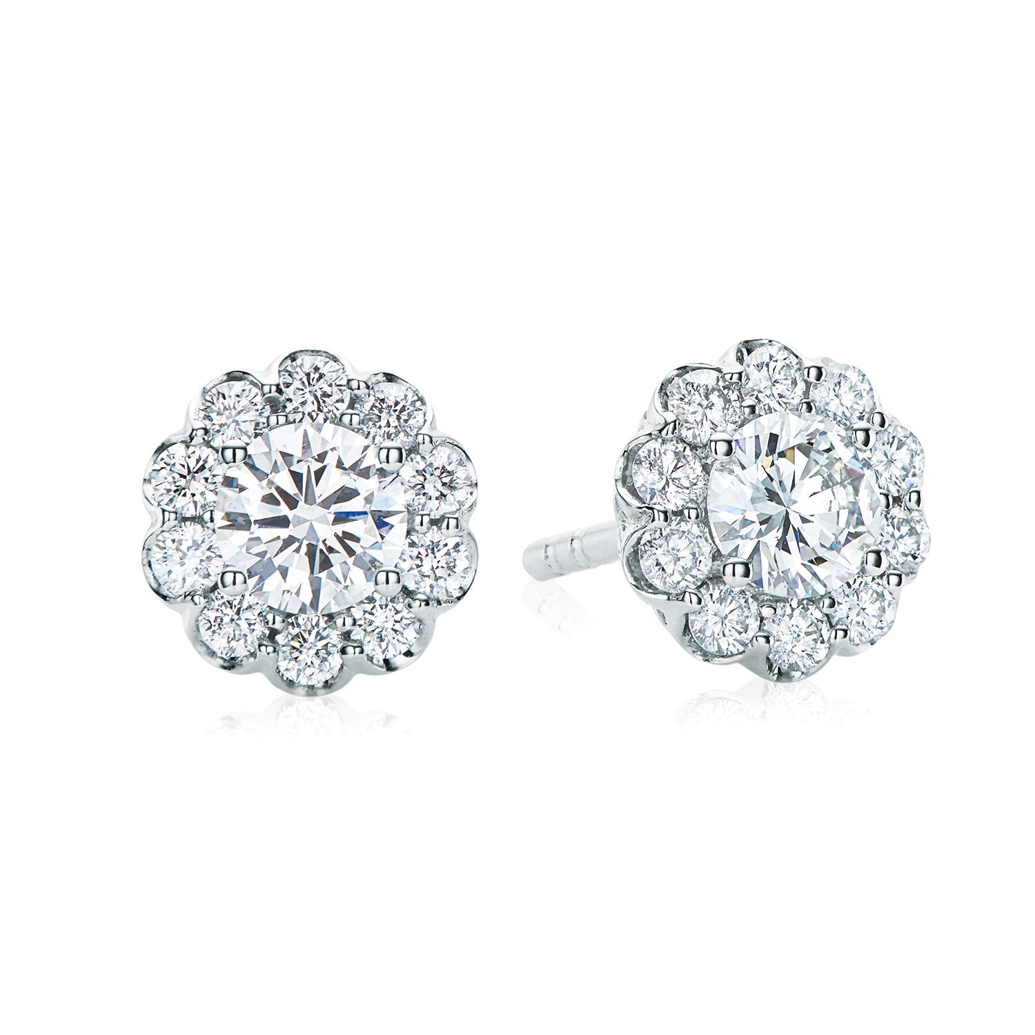 Halo 18ct White Gold Round Brilliant Cut with 3/4 CARAT tw of Diamonds Earrings