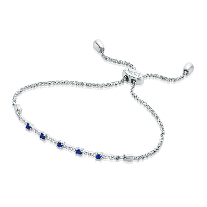 Vera Wang Love Sterling Silver Round Cut with 0.16 CARAT tw of Diamonds Bolo Bracelet