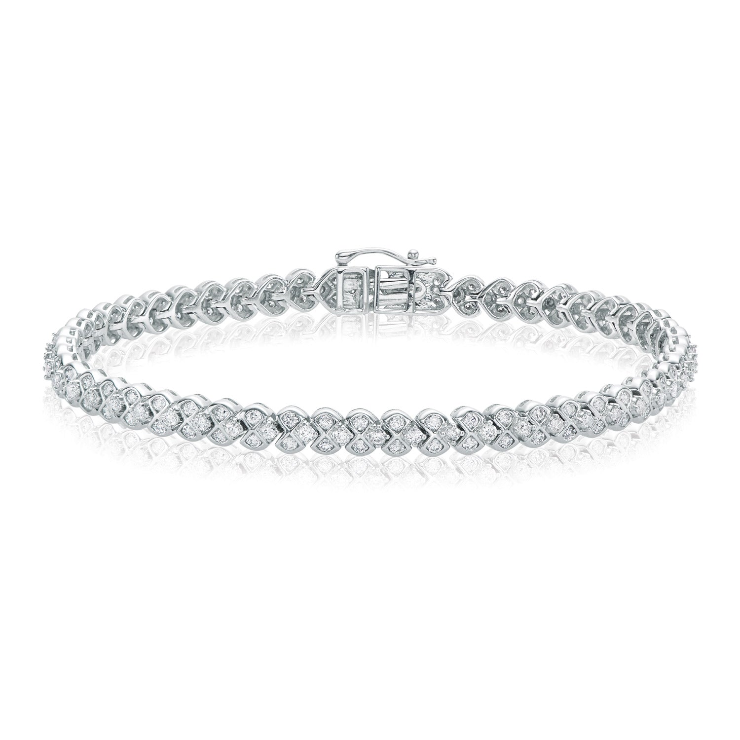 9ct White Gold Round Brilliant Cut with 2 CARAT tw of Diamonds Bracelet