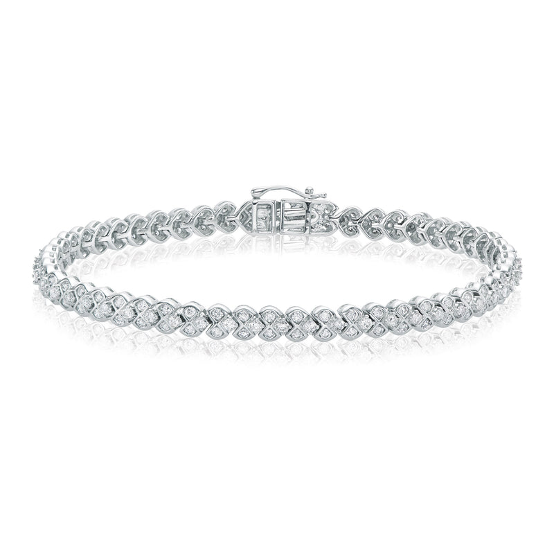 9ct White Gold Round Brilliant Cut with 2 CARAT tw of Diamonds Bracelet