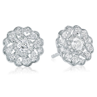 9ct White Gold Round Brilliant Cut with 1/2 Carat tw of Diamonds Earrings