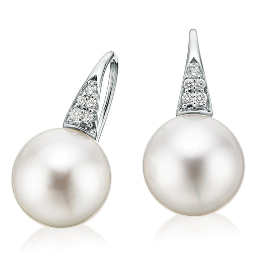 Perla By Autore 18ct White Gold 10mm South Sea Pearl & Diamond Earrings