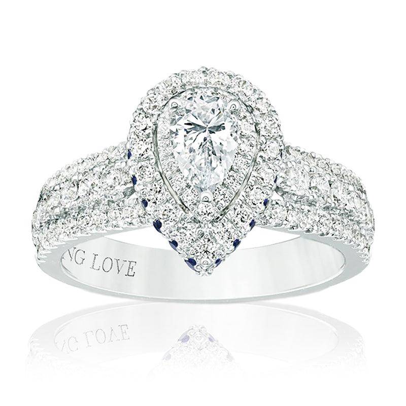 Vera Wang Love 18ct White Gold Pear & Round Cut with 1 Carat tw of Diamonds Ring