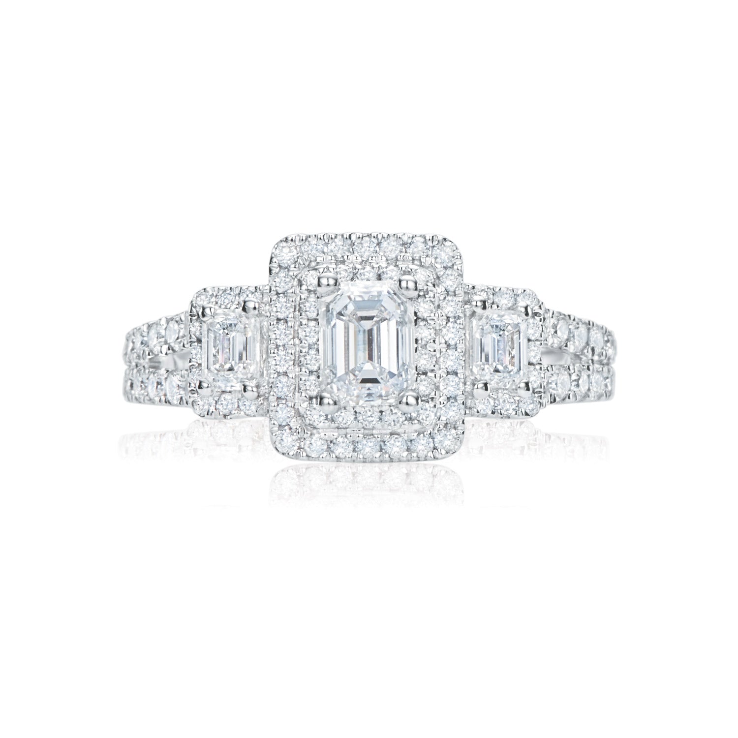 Vera Wang Love 18ct White Gold Emerald Round Cut with Carat tw of Diamond Ring