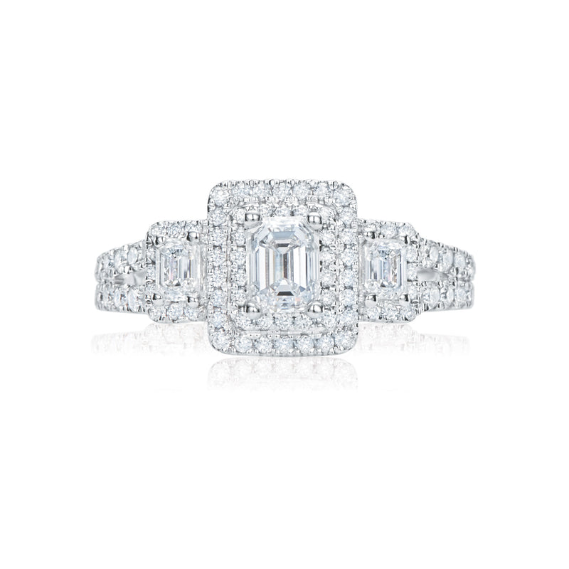 Vera Wang Love 18ct White Gold Emerald & Round Cut with 1.35 Carat tw of Diamond Ring