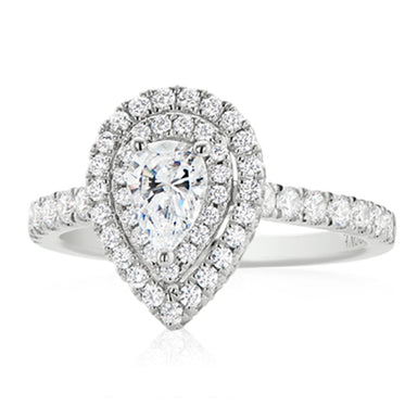 Vera Wang Love 18ct White Gold Pear & Round Cut with 1.15 Carat tw of Diamonds Ring