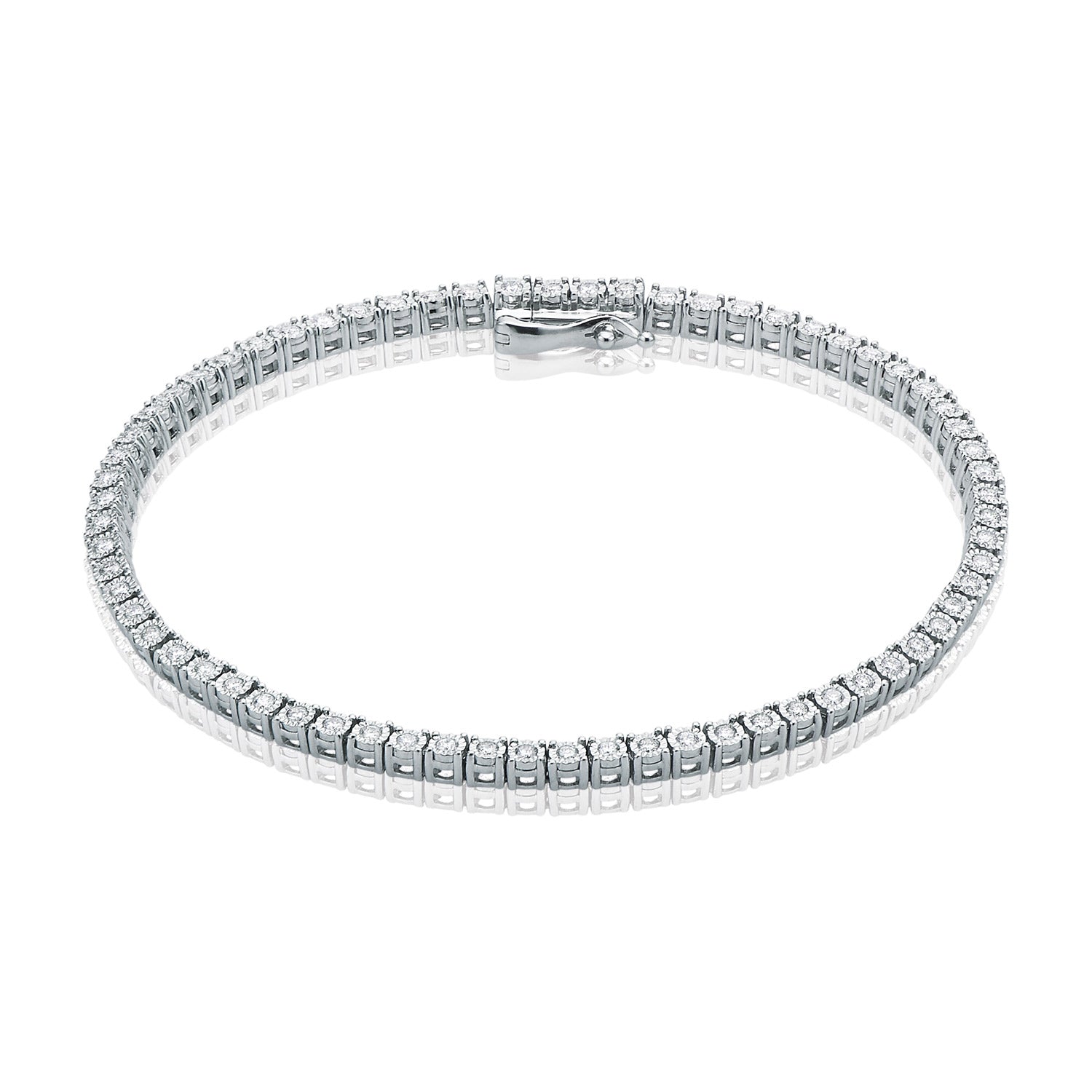 9ct White Gold Round Brilliant Cut with 1 CARAT tw of Diamonds Tennis Bracelet