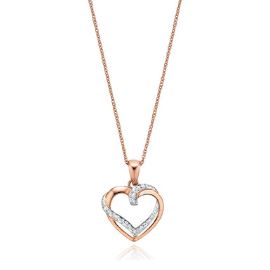 9ct Rose & White Gold Diamond Necklace