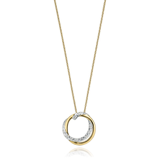 9ct Two Tone Gold with Diamond Necklace