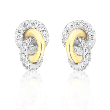 10ct White & Yellow Gold Round Brilliant Cut 0.50 carat tw Diamond Stud Earrings