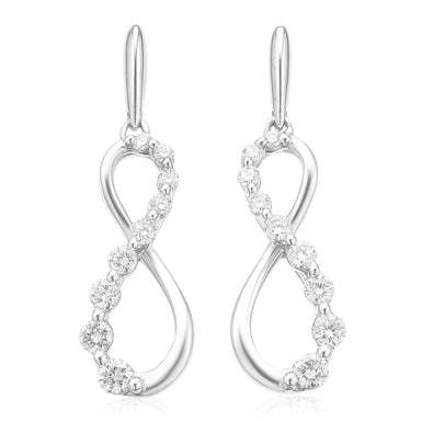 9ct White Gold Round Brilliant Cut 1/4 Carat tw Infinity Drop Earrings