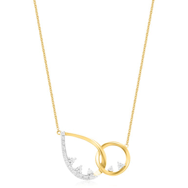 9ct Yellow Gold Round Brilliant Cut 0.10 Carat tw Diamonds Joining Circle Necklace