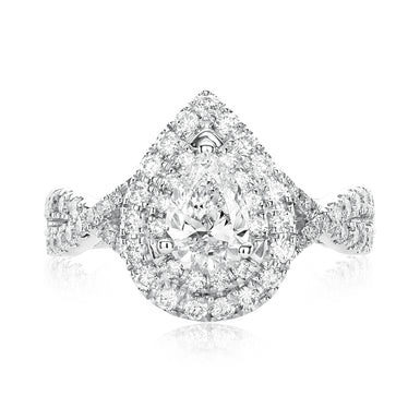 Vera Wang Love 18ct White Gold Pear & Round Brilliant cut 1.60 Carat tw of Diamonds Ring