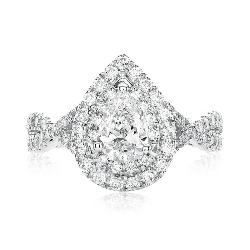 Vera Wang Love 18ct White Gold Pear & Round Brilliant cut 1.60 Carat tw of Diamonds Ring