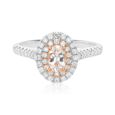 18ct White & Rose Gold Oval Cut Morganite 1/2 CARAT tw of Diamonds Ring