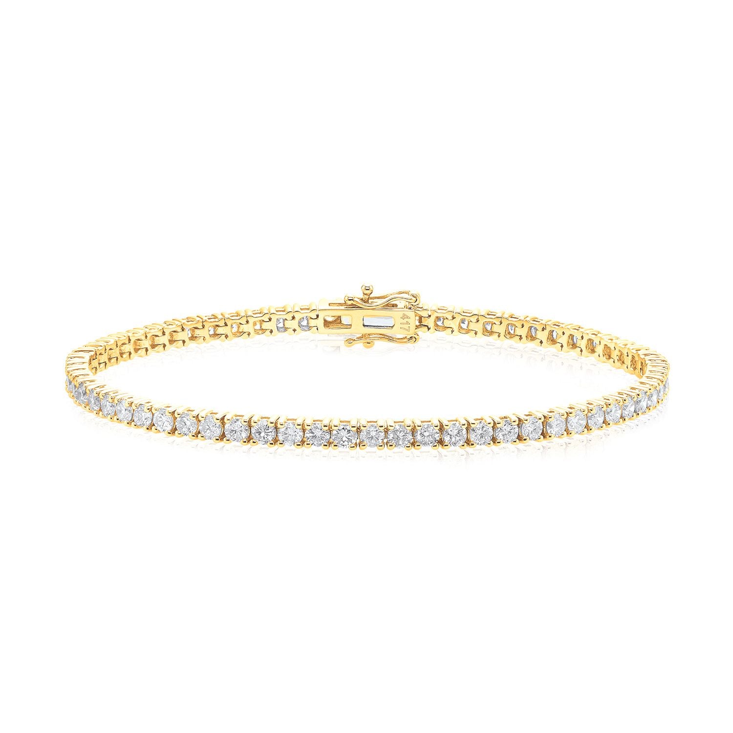 9ct Yellow Gold 4 CTW Round Diamond Tennis Bracelet