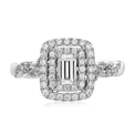 Vera Wang Love 18ct White Gold Emerald & Round Cut with 1 CARAT tw of Diamonds Ring